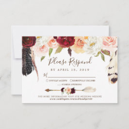 Blush & Peach Rose Traumreise Boho Hochzeit RSVP Karte
