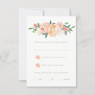 Blush Peach Wassercolor Bloral Wedding RSVP Karte