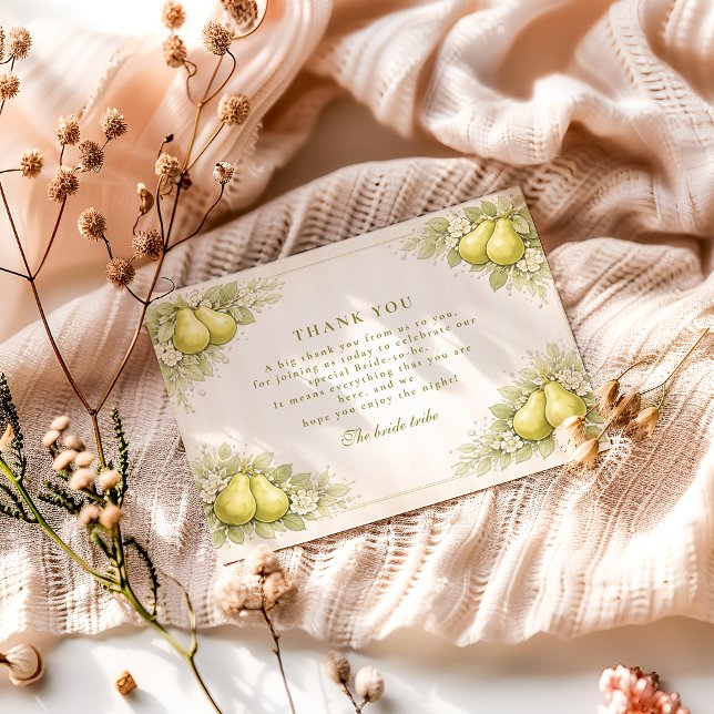 Blush Pear Perfect Pair Bridal Shower Dankeskarte (Von Creator hochgeladen)