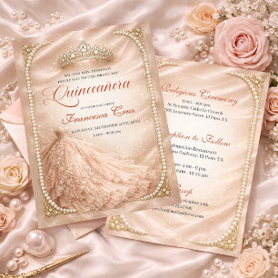 Blush & Pearl Royal Tiara Quinceanera Einladung