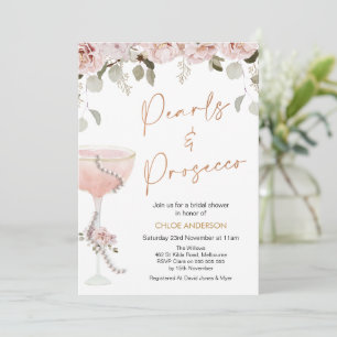 Blush Pearls Prosecco Blush Brautparty Einladung
