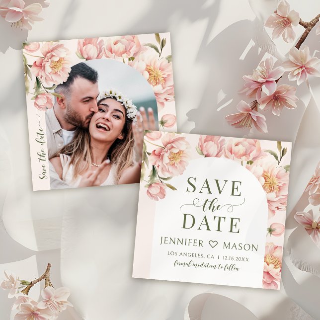 Blush-Peongs Save the Date Foto-Einladung Einladung (Von Creator hochgeladen)