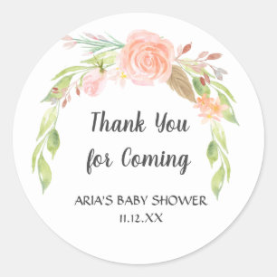 Blush Peonies Baby Dusche Gefallen Sticker