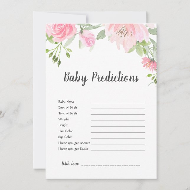 Blush Peonies Baby Predictions Game (Vorderseite)