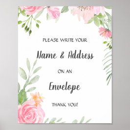 Blush Peonies Baby Shower Address Envelope Poster