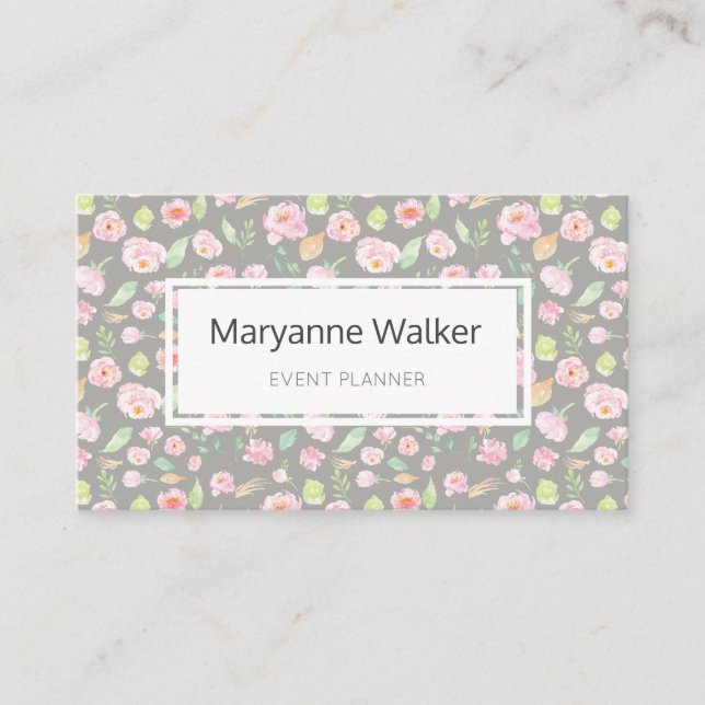 Blush Peonies Business Card Visitenkarte (Vorderseite)