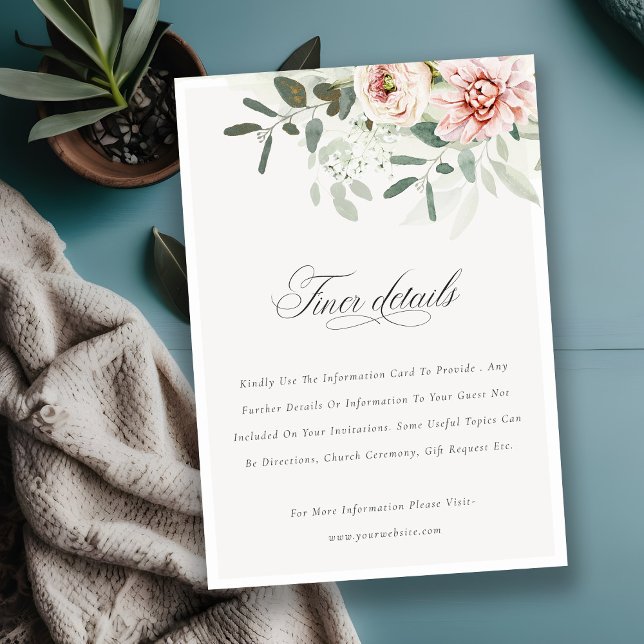 Blush Peonies Eucalyptus Foliage Hochzeitdetails Begleitkarte (Von Creator hochgeladen)