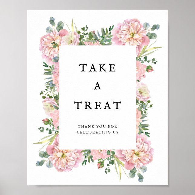 Blush Peonies Hydrangea Eukalyptus Favoriten Poster (Vorne)