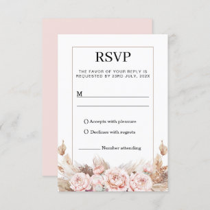 Blush Peonies Pampas Grass UAWG Response Card RSVP Karte