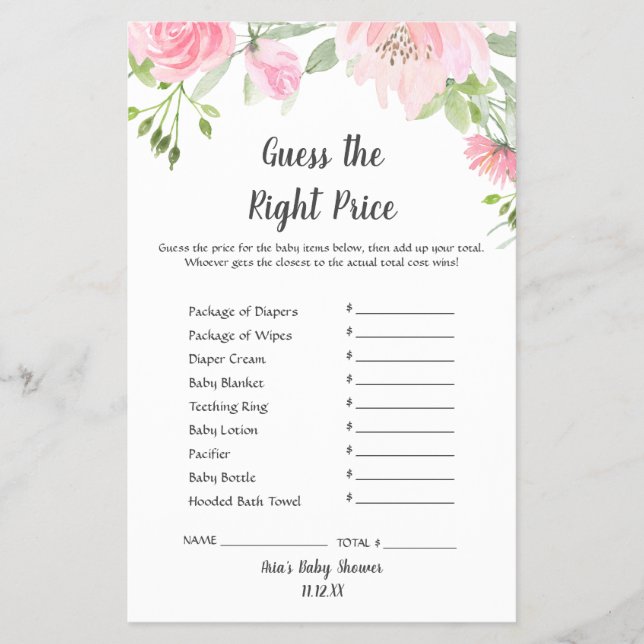 Blush Peonies raten das richtige Preisspiel Flyer (Vorne)