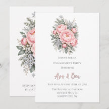 Blush Peonies Snowflake Winter Engagement Party