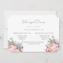 Blush Peonies Snowflakes Rehearsal Dinner