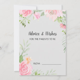 Blush Peonings auf Gray Baby Shower Advisor Cards Hinweiskarte