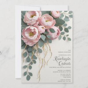 Blush Peony Cascade Wedding Einladung