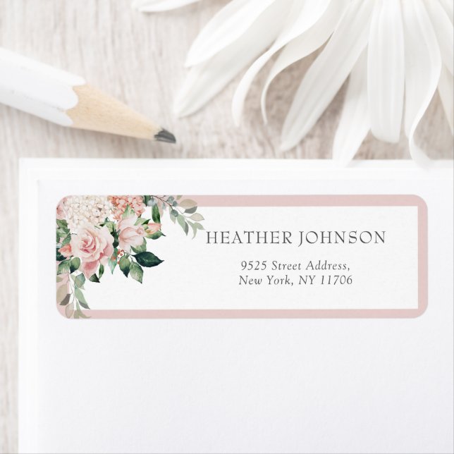Blush Peony Floral Brautparty Label (Insitu)