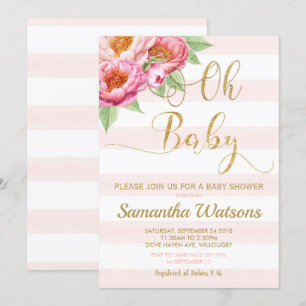 Blush Peony Floral Oh Baby Dusche Einladung Mädche