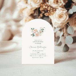 Blush Peony Floral Pink Arch Minimal Bridal Shower Einladung