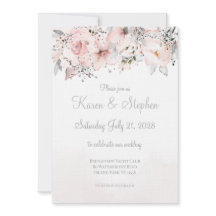 Blush Peony Silver Eucalyptus Wedding Einladung