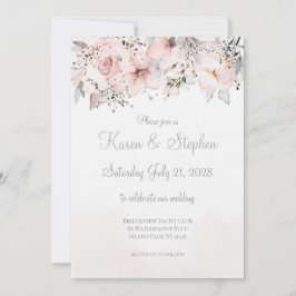 Blush Peony Silver Eucalyptus Wedding Einladung