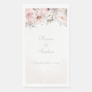 Blush Peony Silver Eucalyptus Wedding Paper Guest Serviette
