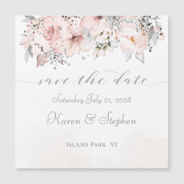 Blush Peony Silver Eucalyptus Wedding Rette das Da Magneteinladung