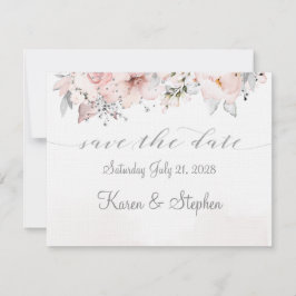 Blush Peony Silver Eucalyptus Wedding Rette das Da Save The Date