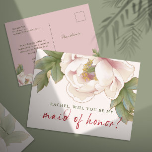 Blush Peony werden Sie mein Trauzeugin Vorschlag Postkarte
