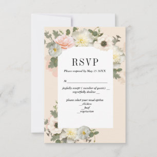 Blush Peonys und Anemones Romantische RSVP-Karte RSVP Karte