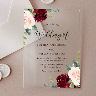 Blush Perfektion: Bläserne Hochzeit in Wasserfarbe Acryleinladungen
