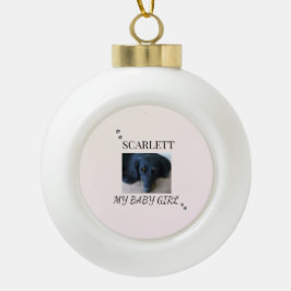 Blush Pet Photo with Festive Paw Prints Keramik Kugel-Ornament