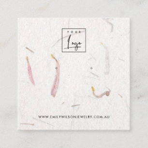 BLUSH PETAL HANDMADE PAPIER STUD EARRING DISPLAY QUADRATISCHE VISITENKARTE