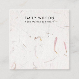 BLUSH PETAL HANDMADE PAPIER STUD EARRING DISPLAY QUADRATISCHE VISITENKARTE