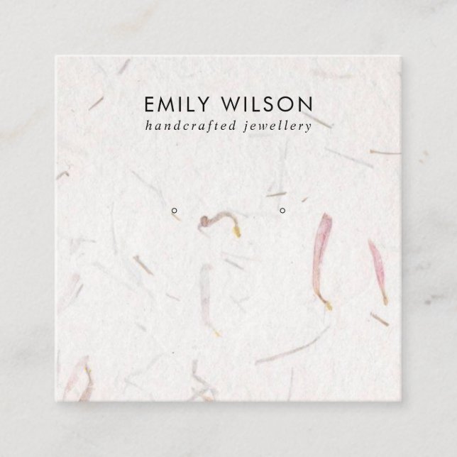 BLUSH PETAL HANDMADE PAPIER STUD EARRING DISPLAY QUADRATISCHE VISITENKARTE (Vorderseite)