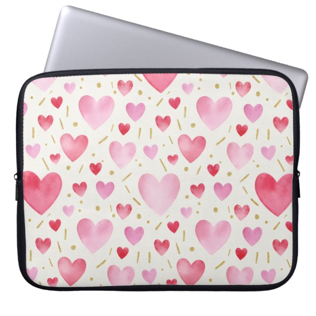 Blush Petal Watercolor Hearts Laptopschutzhülle (Vorderseite)