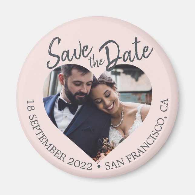 Blush Photo Modern Script Save the Date Magnet (Vorne)