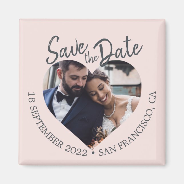 Blush Photo Modern Script Save the Date Magnet (Vorne)