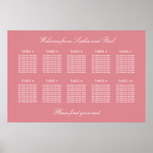 Blush Pink 10 Tabelle Hochzeitskartentabelle Poste Poster