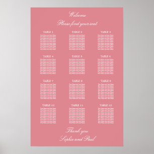 Blush Pink 12 Tabelle Hochzeitskartentabelle Poste Poster