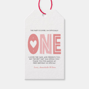 Blush Pink 1. Geburtstag Vielen Dank Geschenkanhänger