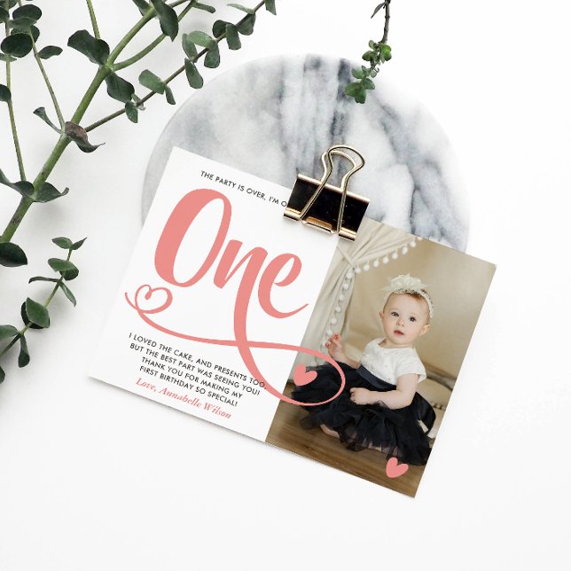 Blush Pink 1. Geburtstag Vielen Dank Postkarte (Von Creator hochgeladen)