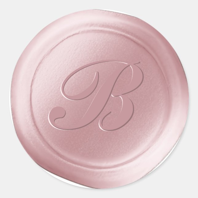 Blush Pink 1 Letter Monogram Wax Siegel Stickers (Vorderseite)