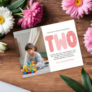 Blush Pink 2. Geburtstag Vielen Dank Postkarte