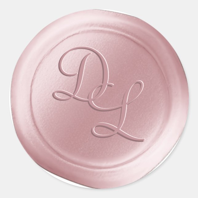 Blush Pink 2 Letter Monogram Wax Siegel Stickers (Vorderseite)