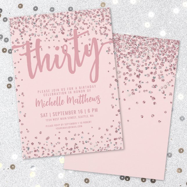 Blush Pink 30. Geburtstag Einladung (Blush Pink 30th Birthday Invitation)