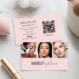 Blush Pink 3 Photo QR Code Modern Makeup Visitenkarte