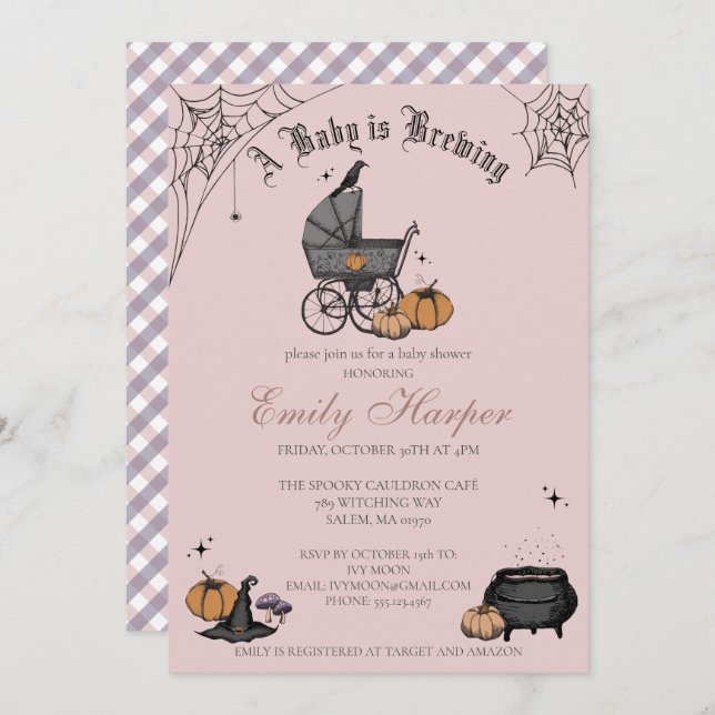 Blush Pink A Baby Braut Babydusche Einladung (Vorne/Hinten)