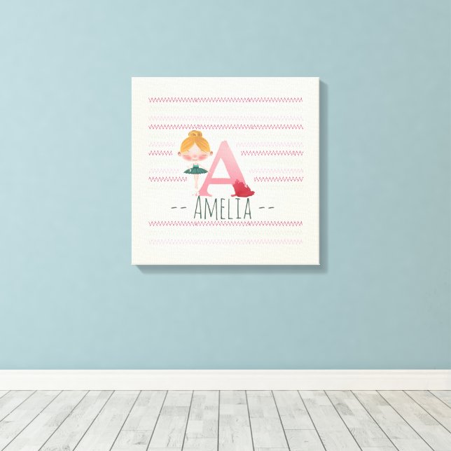 Blush Pink "A monogram Ballerina Art Leinwanddruck (Insitu (Holzboden))