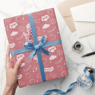 Blush Pink Abschluss Handgezeichnetes Scribble Mus Geschenkpapier