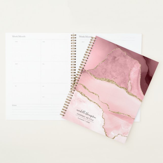 Blush Pink Agate & Gold Glitzer Aquarell Planer (Anzeige)