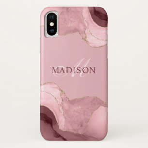 Blush Pink Agate Rose Gold Glitzer Mit Monogramm P Case-Mate iPhone Hülle